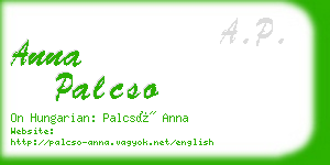 anna palcso business card